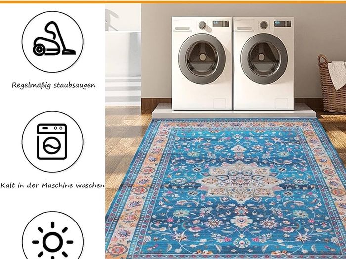 FREE EXPRESS SHIPPING Area Rugs Living Room Bedroom Kitchen Coloured Boho Rug Easy Care Medium Pile Large Rug Vintage Rug Blue Teal Rug (Blue 120x180 CM)