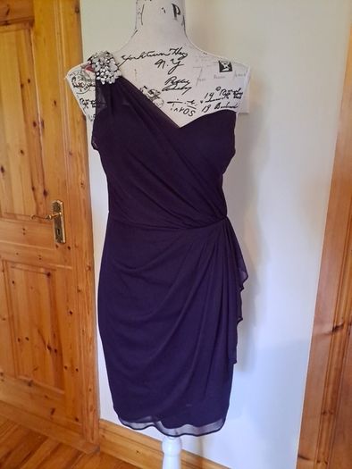 Size 10 Petite Purple One Shoulder Occasion Dress