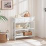Console Table, Slim Console Table with 2 Non-woven Drawers, Hallway Table with Storage, Slim Sofa Table for Small Spaces, Living Room, White Image 2