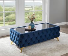 Chester Lux Coffee Table in Silver Velvet 122x72x45cm/h