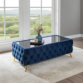 Chester Lux Coffee Table in Silver Velvet 122x72x45cm/h