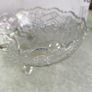 Vintage from the 1940s Brilliant Vintage Footed Cut Glass Bowl. Large Crystal Dish Floral Design Throughout Image 7