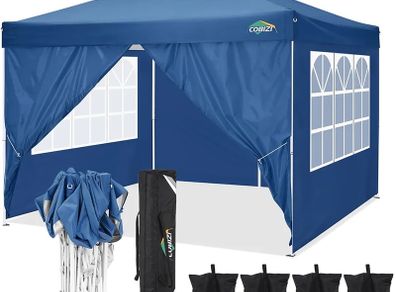 Gazebo 3 x 3 Waterproof Stable Winterproof 3 x 3 m Pop Up Gazebo Foldable with 4 Side Walls UV Protection 50+ Party Tent Garden Gazebo with 4 Sandbags Garden Fixed Folding Gazebo Including Bag