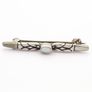 Vintage Sterling Silver Mother Of Pearl Bar Brooch Image 2