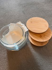 Minimalist Bamboo Coaster Set with Clear Glass Holder