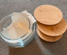 Minimalist Bamboo Coaster Set with Clear Glass Holder