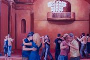 Original Oil Painting - Tango Class in The Pillar Room