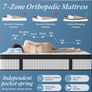 Kingsize Mattress 5ft 25cm Memory Foam & Pocketed Spring Hybrid Mattress Medium Firm 7-Zone 9-Layer Breathable Kingsize Bed Mattress with 650lbs Weight Capacity for Back Pain Relief 150x200cm(Black) Image 6