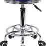 NEW SALE | Round Rolling Stool with Foot Rest PU Leather Height Adjustment Modern Industrial Metal Style Swivel Spa Salon Tattoo Work Massage Stools Small Image 9