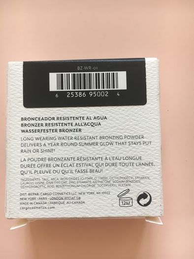 Cargo cosmetics water resistant bronzer