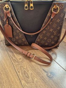 Louis Vuitton Monogram and Noir Leather V Tote MM(NFID chip)