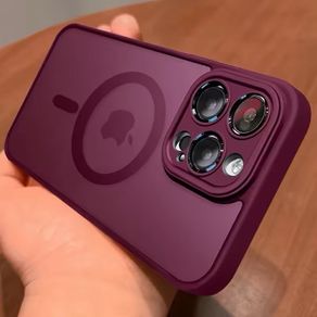 iPhone 12 Pro Max Case Magnetic Luxury Matte Translucent Armour Shockproof Magsafe Wireless Charge Cover Plum