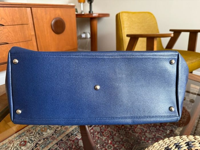 Furla Navy Blue Saffiano Leather Tote Bag