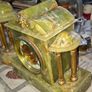 Antique Green Onyx French 3 Piece Clock Garniture, 19th Century, with White Enamel Dial, and Two Garnitures formed as Temples with Busts on a Plinth Base, Image 2