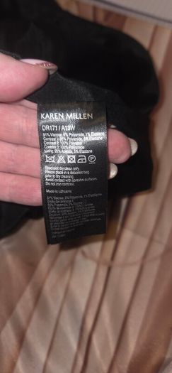 Karen Millen Black Mesh Panel Bodycon Midi Dress UK16 Occasion Wear