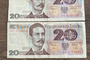 Poland 20 Zlotych Banknotes 1982  Romuald Traugutt  Set of 2  Polish Peoples Republic