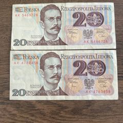 Poland 20 Zlotych Banknotes 1982  Romuald Traugutt  Set of 2  Polish Peoples Republic