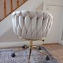 Beige Velvet and Gold Office Chair Image 3