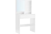 Dressing table, dressing table with mirror and drawer, vanity table, adjustable shelves, modern, 70 x 40 x 136 cm, white