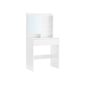 Dressing table, dressing table with mirror and drawer, vanity table, adjustable shelves, modern, 70 x 40 x 136 cm, white