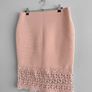 Pre Owned Primark Dusty Pink Ribbed Pencil Skirt with Crochet Lace Hem Image 3