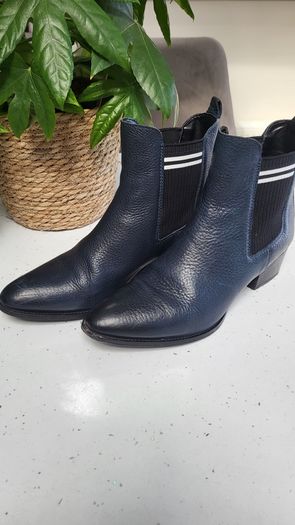 TOMMY HILFIGER Navy pointed ankle boots Sz 40 (Fit 7UK) - Rrp 180 (New)