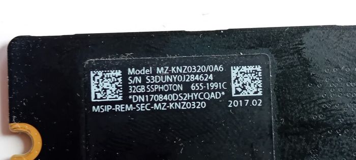 Apple nvme ssd 32gb