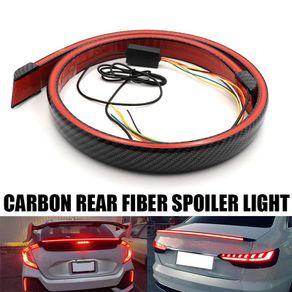 120cm Car Spoiler LED Light Rear Wing Flow Light Tail Lamp Turn Signal Brake Warning Light Carbon Fiber Tail Wing Car Styling