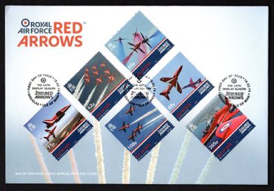 2014 Isle of Man 50th Display Season of Royal Air Force Red Arrows Commemorative Stamps First Day Cover (FDC)