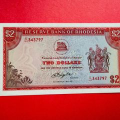 RHODESIA   2. Dollars  1979   PICK  29b Verified Under Uv Light.  ( Uncirculated )
