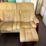 Leather Reclining Sofa and Two Footstools Image 5