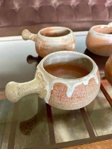 Rare Youghal Irish Studio Pottery Soup Bowls with Handles Japandi