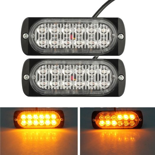 1x 12LED 12 LED Truck Van Tractor Trailer Yellow Light Flash Emergency Car Auto Warning Side Strobe Flashing Amber