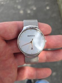 BERING Unisex Quartz Watch, 38 mm Stainless-Steel Case and Sunray Dial, Milanese