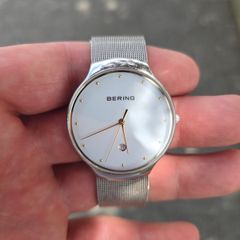BERING Unisex Quartz Watch, 38 mm Stainless-Steel Case and Sunray Dial, Milanese