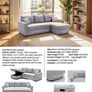New Dallas Grey & Biege Fabric Sofa Bed With Storage Image 9