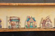 Rustic Whimsical Town Floating Shelf
