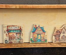 Rustic Whimsical Town Floating Shelf