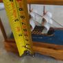 Vintage Old Wooden Sailboat Ship In Display Box Glass Case Bamboo Pedestal 3.5 inches Image 3