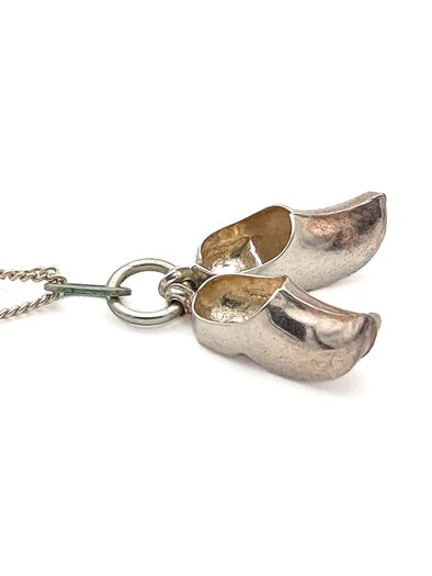 Vintage 925 Sterling Silver Chain & 835 Silver Dutch Clogs Charms