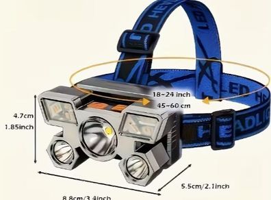 5 LED Outdoor Headlamp, Built-in Battery, USB Rechargeable, new.