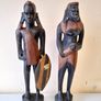 2 Vintage Wooden Handmade African Tridal Figures Image 2