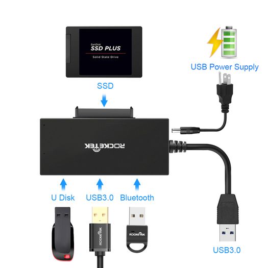 Rocketek USB 3.1 (Type-A & Type-C) USB 3.0 Hub & External SATA III 2.5" SSD/HDD Adapter (Brand New/Warranty)