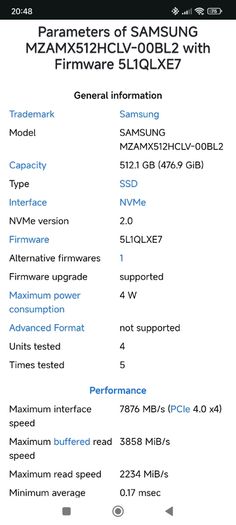 512GB Nvme Ssd Samsung M.2 2280 Pcie 4.0 X4 3900/2200mb/s 150TBW