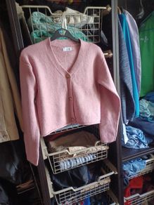 pink cropped cardigan