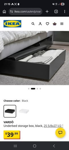 Ikea Vardo under the bed storage on wheels
