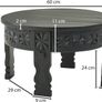 Black Solid Mango Wood Round Coffee Table 60 cm Image 4