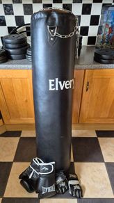 punch bag and gloves