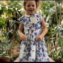 Willow by Leigh Tucker blue & white floral dress with matching next cardigan Age 3-4 EUC