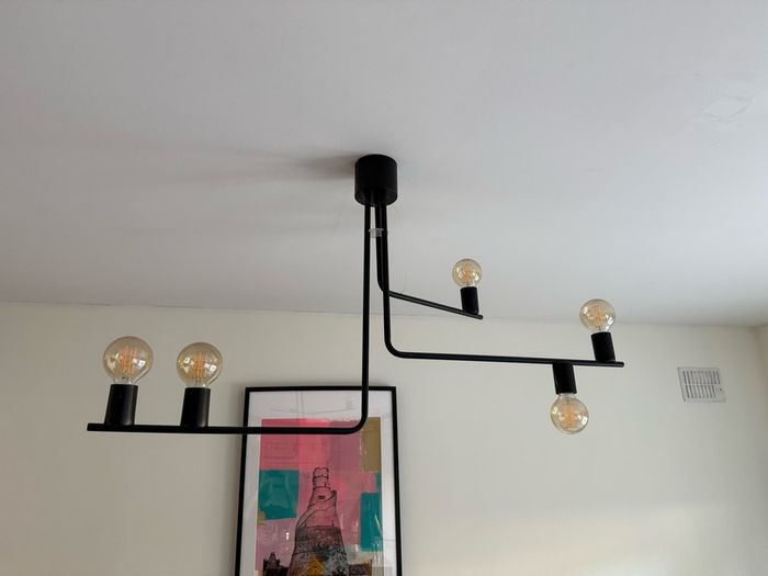 Modern Black 5-Light Industrial Ceiling Pendant - Vintage LED Bulbs